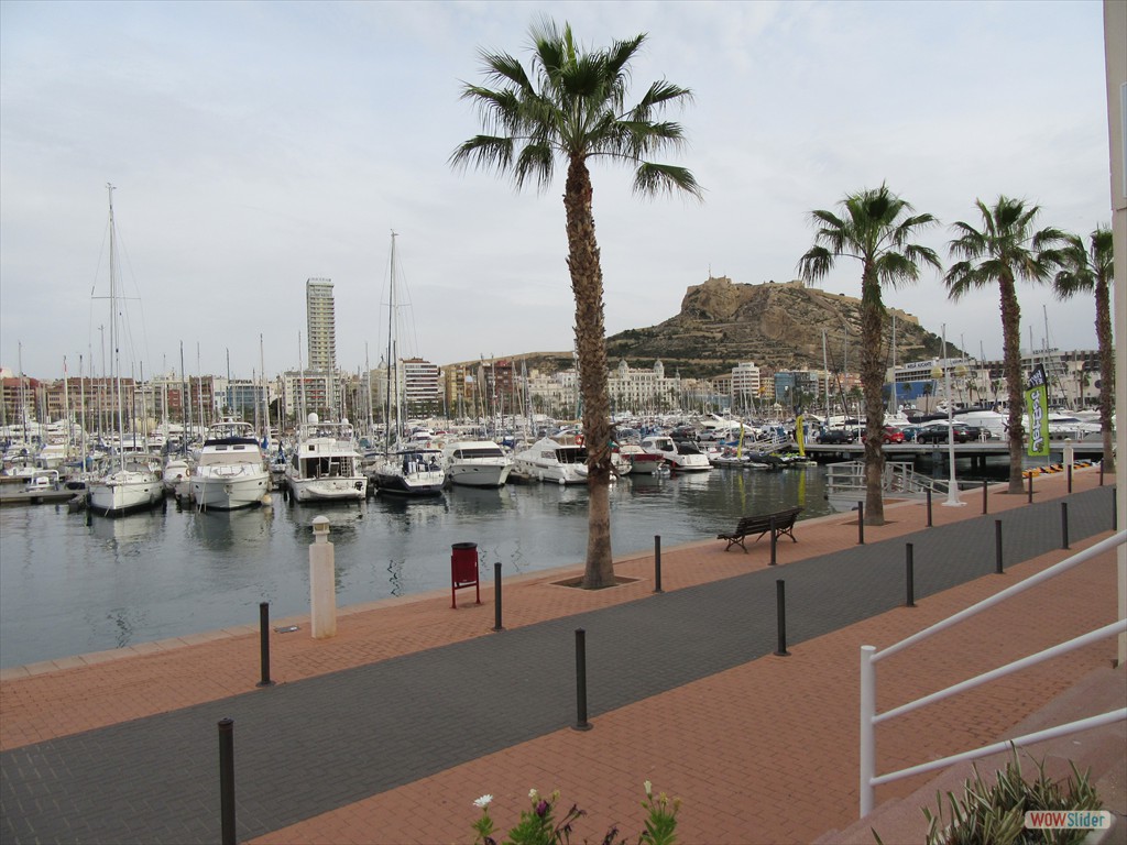 Tryp Gran Sol Hotel and Santa Barbara across Alicante Harbour